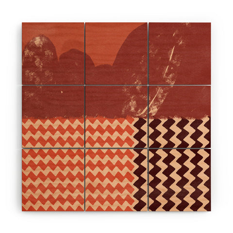 Lola Terracota Abstraction in terracotta Wood Wall Mural