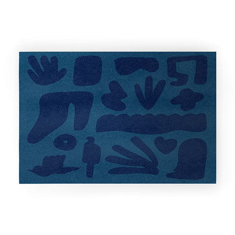 Lola Terracota Blue and powerful design Welcome Mat