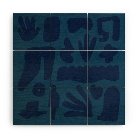 Lola Terracota Blue and powerful design Wood Wall Mural