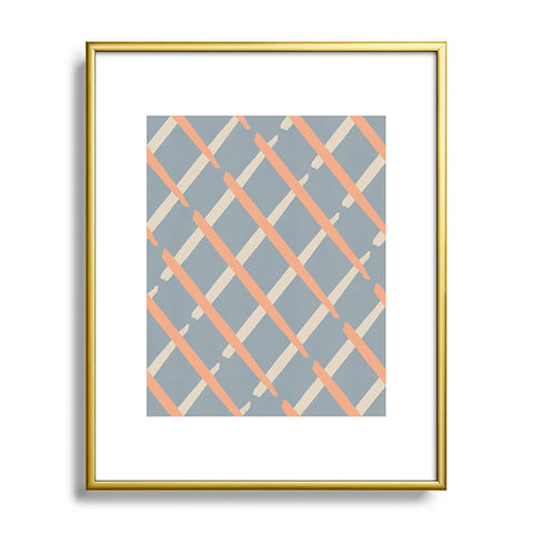 Lola Terracota Classic line pattern 444 Metal Framed Art Print