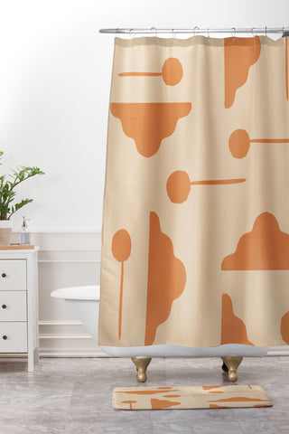Lola Terracota Clouds and lollipops earth tones Shower Curtain And Mat