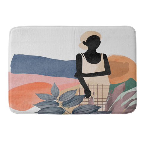 Lola Terracota Fashion modern portrait of a woman at home Memory Foam Bath Mat
