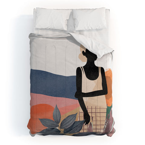 Lola Terracota Fashion modern portrait of a woman at home Comforter