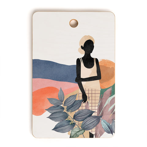 Lola Terracota Fashion modern portrait of a woman at home Cutting Board Rectangle