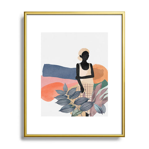 Lola Terracota Fashion modern portrait of a woman at home Metal Framed Art Print