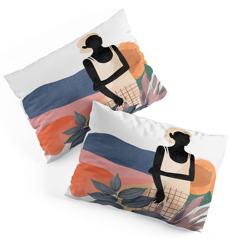 Lola Terracota Fashion modern portrait of a woman at home Pillow Shams