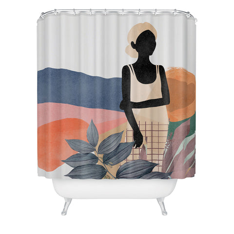 Lola Terracota Fashion modern portrait of a woman at home Shower Curtain