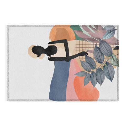 Lola Terracota Fashion modern portrait of a woman at home Outdoor Rug