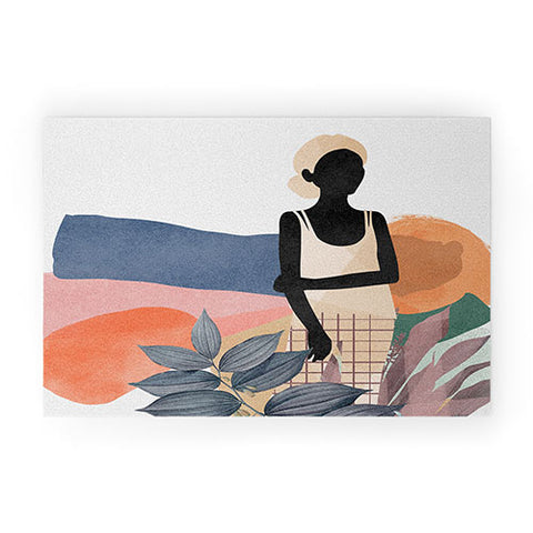 Lola Terracota Fashion modern portrait of a woman at home Welcome Mat