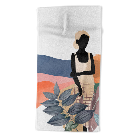 Lola Terracota Fashion modern portrait of a woman at home Beach Towel