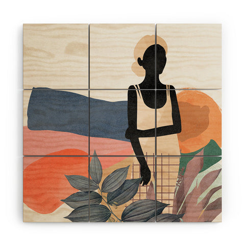 Lola Terracota Fashion modern portrait of a woman at home Wood Wall Mural