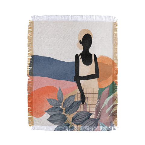 Lola Terracota Fashion modern portrait of a woman at home Throw Blanket