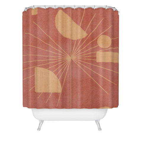 Lola Terracota Geometrical shapes moving Shower Curtain