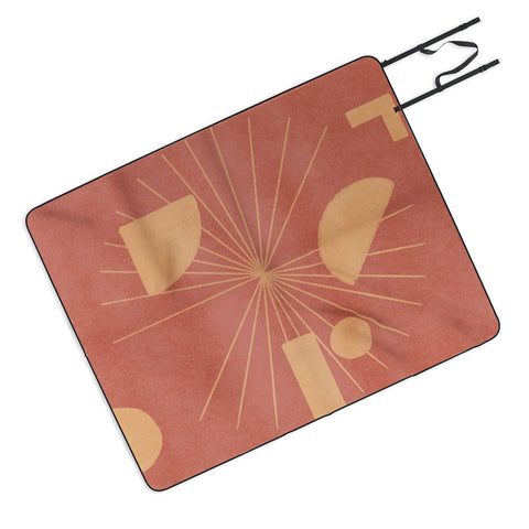 Lola Terracota Geometrical shapes moving Picnic Blanket