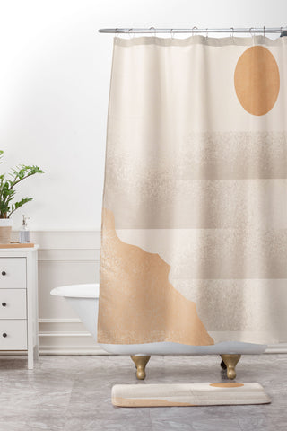 Lola Terracota Minimal sunset in earth tones Shower Curtain And Mat