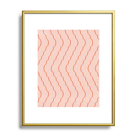 Lola Terracota Minimal waves 541 Metal Framed Art Print