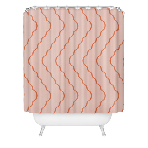 Lola Terracota Minimal waves 541 Shower Curtain