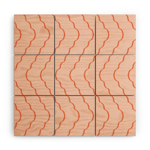 Lola Terracota Minimal waves 541 Wood Wall Mural
