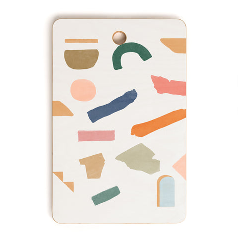 Lola Terracota Mix of color shapes happy Cutting Board Rectangle