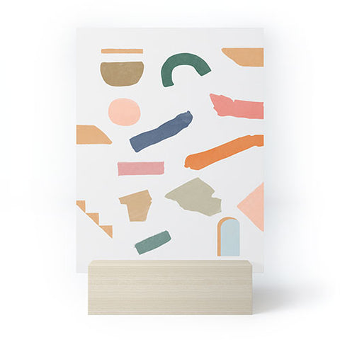 Lola Terracota Mix of color shapes happy Mini Art Print