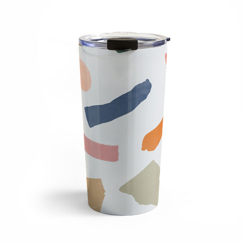 Lola Terracota Mix of color shapes happy Travel Mug