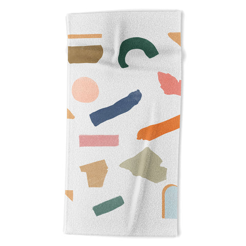 Lola Terracota Mix of color shapes happy Beach Towel