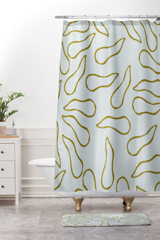 Lola Terracota Moving shapes on a soft colors background 436 Shower Curtain And Mat