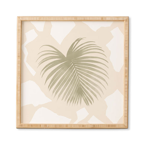 Lola Terracota Palm leaf with abstract handmade shapes Framed Wall Art