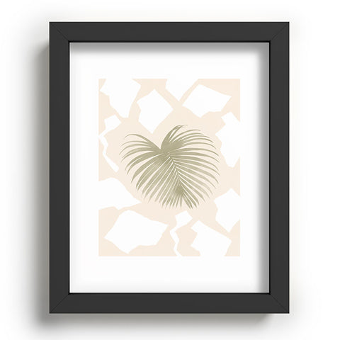 Lola Terracota Palm leaf with abstract handmade shapes Recessed Framing Rectangle