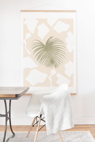 Lola Terracota Palm leaf with abstract handmade shapes Art Print And Hanger