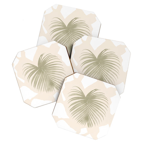 Lola Terracota Palm leaf with abstract handmade shapes Coaster Set