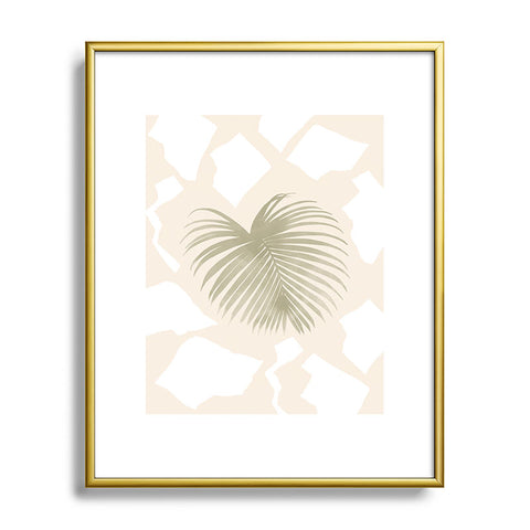 Lola Terracota Palm leaf with abstract handmade shapes Metal Framed Art Print