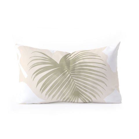 Lola Terracota Palm leaf with abstract handmade shapes Oblong Throw Pillow