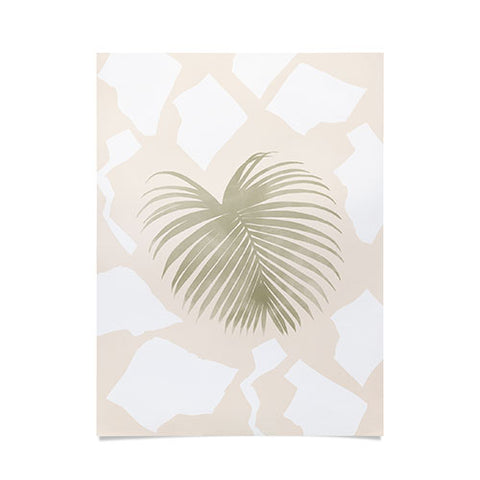 Lola Terracota Palm leaf with abstract handmade shapes Poster