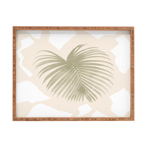Lola Terracota Palm leaf with abstract handmade shapes Rectangular Tray