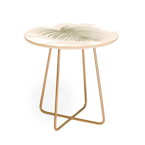 Lola Terracota Palm leaf with abstract handmade shapes Round Side Table