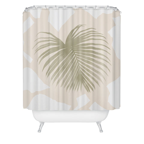 Lola Terracota Palm leaf with abstract handmade shapes Shower Curtain