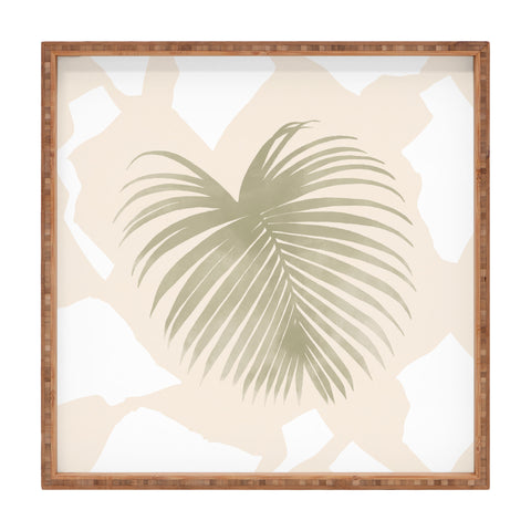 Lola Terracota Palm leaf with abstract handmade shapes Square Tray