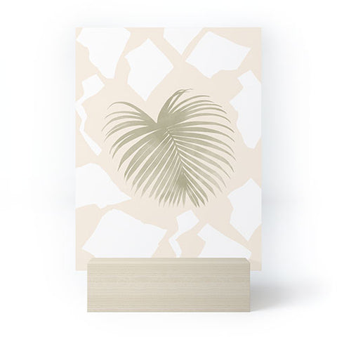 Lola Terracota Palm leaf with abstract handmade shapes Mini Art Print