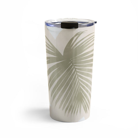 Lola Terracota Palm leaf with abstract handmade shapes Travel Mug
