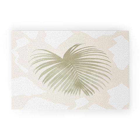 Lola Terracota Palm leaf with abstract handmade shapes Welcome Mat