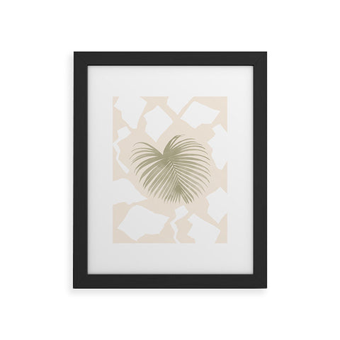 Lola Terracota Palm leaf with abstract handmade shapes Framed Art Print