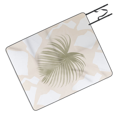 Lola Terracota Palm leaf with abstract handmade shapes Picnic Blanket