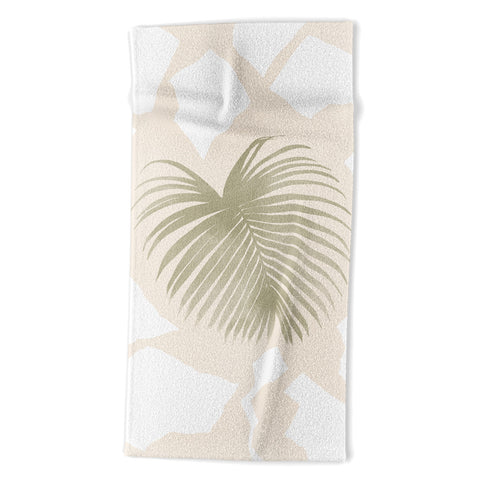 Lola Terracota Palm leaf with abstract handmade shapes Beach Towel