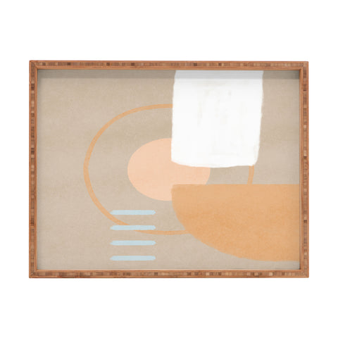 Lola Terracota Simple shapes boho minimalist Rectangular Tray
