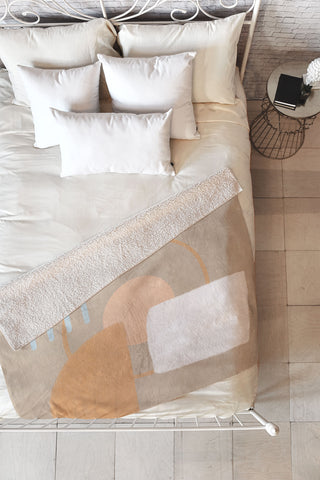 Lola Terracota Simple shapes boho minimalist Fleece Throw Blanket