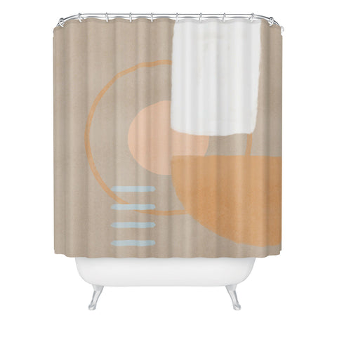 Lola Terracota Simple shapes boho minimalist Shower Curtain