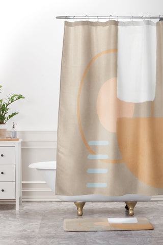 Lola Terracota Simple shapes boho minimalist Shower Curtain And Mat