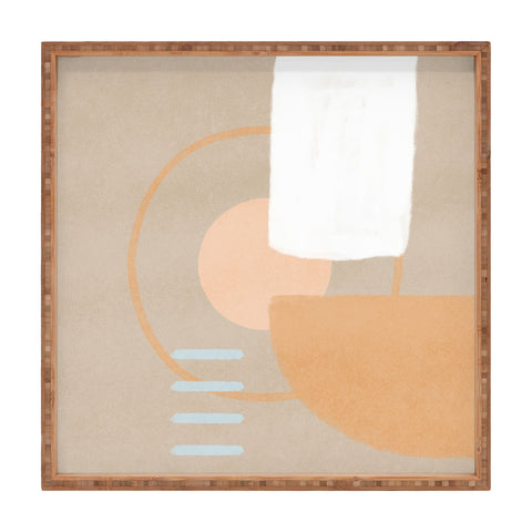 Lola Terracota Simple shapes boho minimalist Square Tray