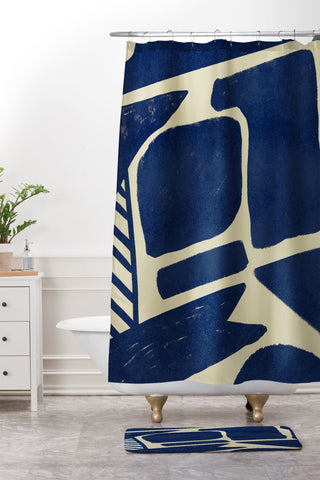 Lola Terracota Strong shapes on simple background Shower Curtain And Mat